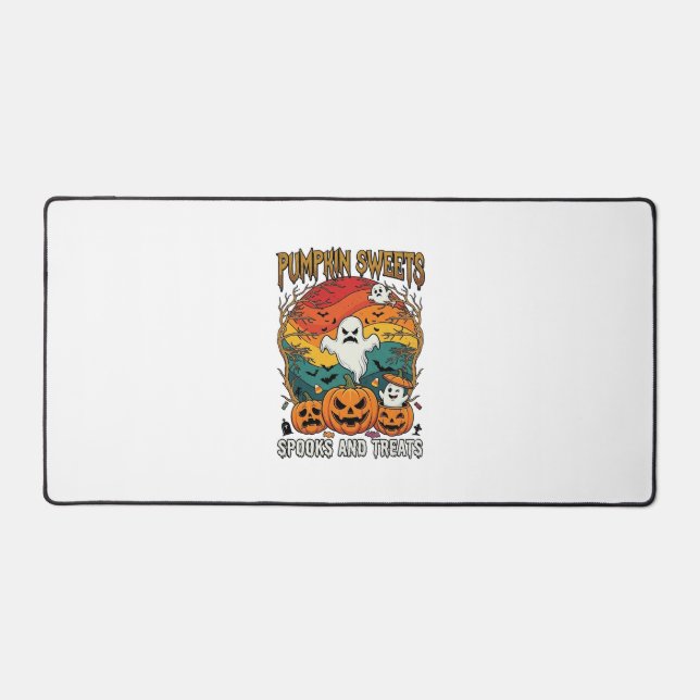 Pumpkin Sweets Spooks Treats Halloween Ghosts Pump Desk Mat (Front)