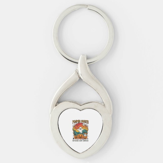 Pumpkin Sweets Spooks Treats Halloween Ghosts Pump Key Ring (Front)