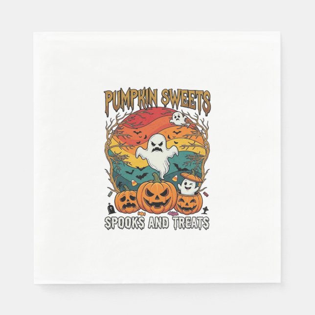 Pumpkin Sweets Spooks Treats Halloween Ghosts Pump Napkin (Front)