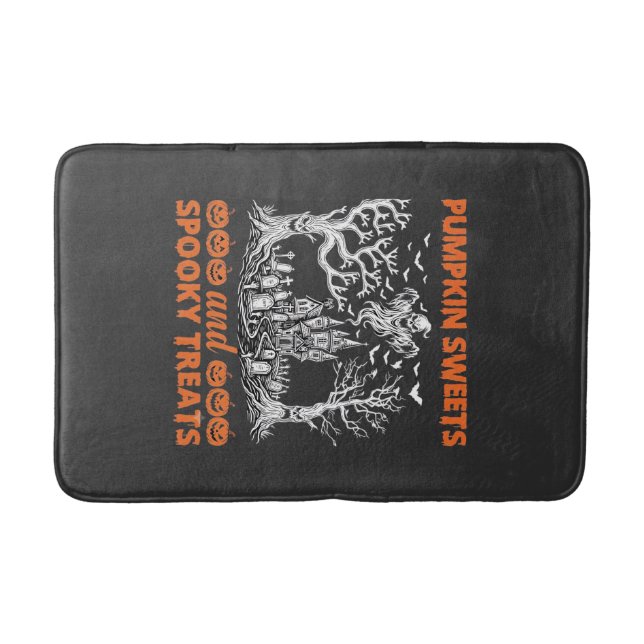 Pumpkin Sweets Spooky Treats Haunted Castle Ghost  Bath Mat (Front)