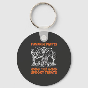 Pumpkin Sweets Spooky Treats Haunted Castle Ghost  Key Ring