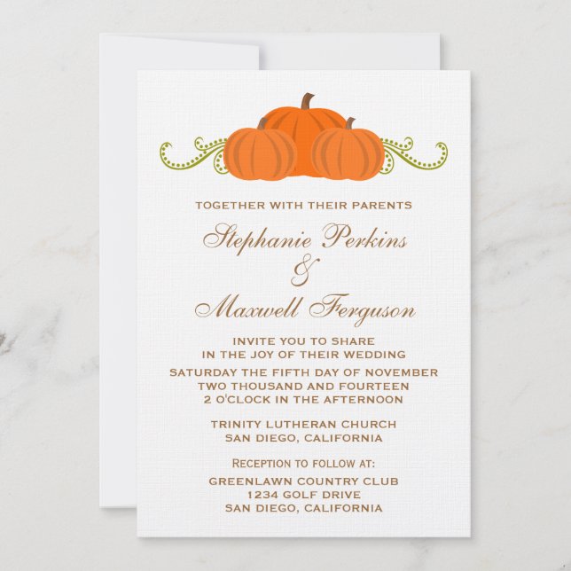 Pumpkin Swirls Fall Wedding Invite (Front)