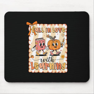 Pumpkin Teacher Preppy Fall In Love With Learning  Mouse Pad