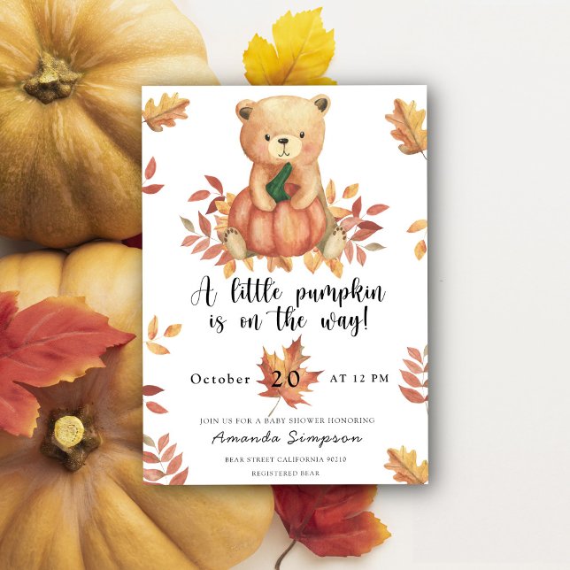 Pumpkin Teddy Bear Fall Baby shower Invitation (Creator Uploaded)