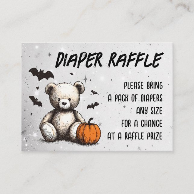 Pumpkin Teddy Diaper Raffle Enclosure Card (Front)