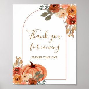 Pumpkin Terracota Baby Shower Thank you for coming Poster
