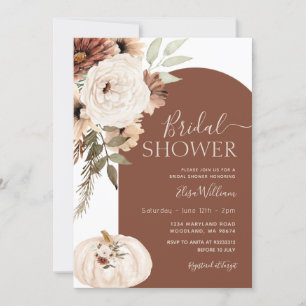 Pumpkin Terracotta Arch Floral Boho Bridal Shower  Invitation