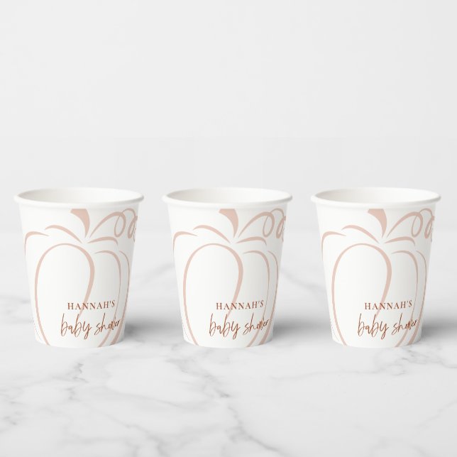 Pumpkin Terracotta Boho Burnt Orange Baby Shower Paper Cups (Multi)