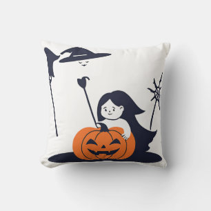 Pumpkin Text Baby's First Halloween Mum Silhouette Cushion