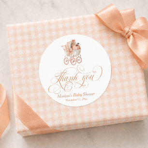 Pumpkin Thank You Fall Baby Girl Shower Classic Round Sticker
