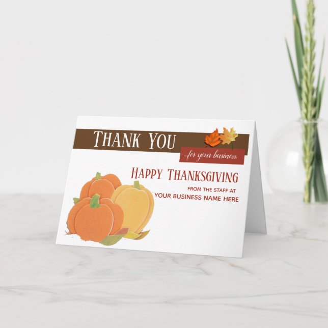 Pumpkin Thanksgiving Business Greeting Cards (Front)