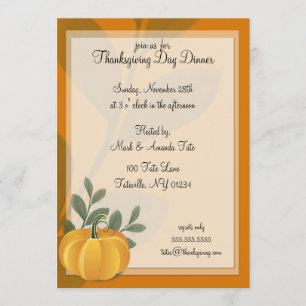 Pumpkin Thanksgiving Day Dinner Invitations