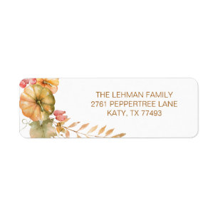 Pumpkin Thanksgiving Fall Envelope Sticker Labels