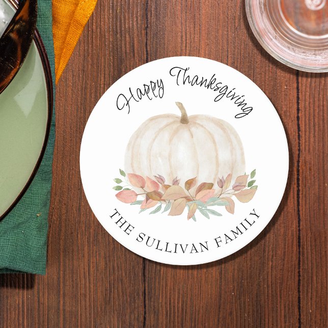 Pumpkin Thanksgiving Round Paper Coaster (Creator Uploaded)