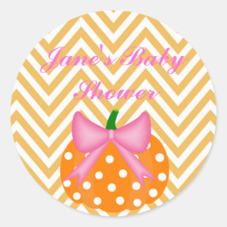 Pumpkin Themed Baby girl shower Sticker