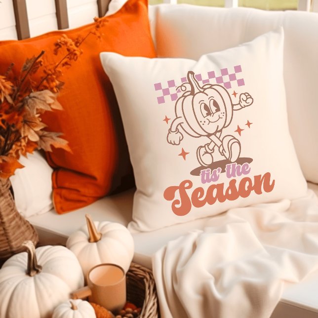 Pumpkin tis the Season Fall Retro Groovy  Cushion (Creator Uploaded)