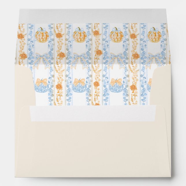 Pumpkin Toile Crest Elegant Boy Baby Shower Envelope (Back (Bottom))