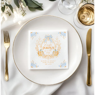 Pumpkin Toile Crest Elegant Boy Baby Shower Napkin