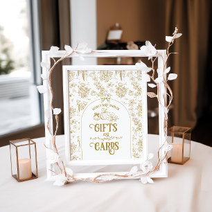 Pumpkin Toile Floral Neutral Baby Shower Gifts Poster