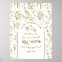 Pumpkin Toile Floral Neutral Baby Shower Welcome 