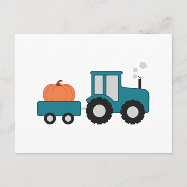 Pumpkin Tractor Postcard (Front)