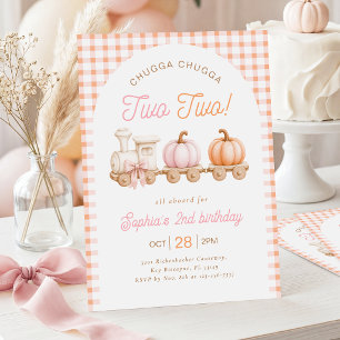 Pumpkin Train 2nd Birthday Invitation