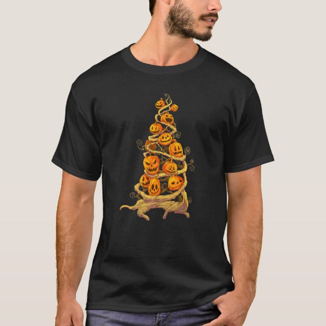 Pumpkin Tree Patch Jackolantern Fall Autumn Hallow T-Shirt (Front)