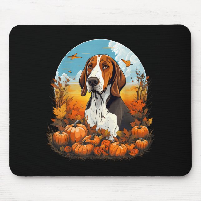Pumpkin Treeing Walker Coonhound Dog Halloween Mouse Pad (Front)