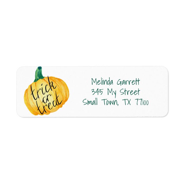 Pumpkin Trick or Treat Halloween Custom Address (Front)
