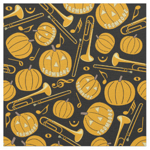 Pumpkin Trombone Music Notes  Fabric