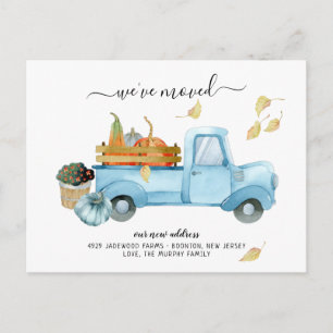 Pumpkin Truck Autumn Moving Announcement Postcard