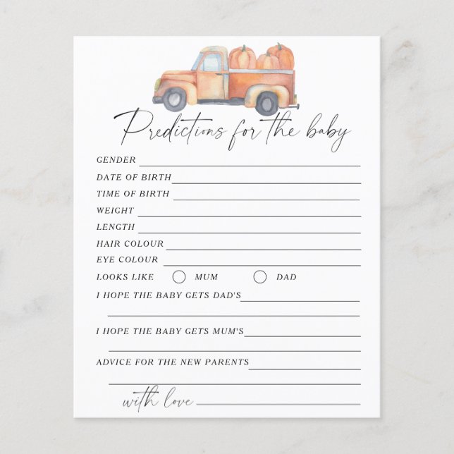 Pumpkin truck - Baby predictions and advice  (Front)