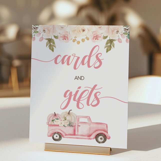 Pumpkin Truck Baby Shower Card and Gifts Sign (Creator Uploaded)