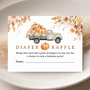 Pumpkin Truck Baby Shower Fall Diaper Raffle Enclosure Card