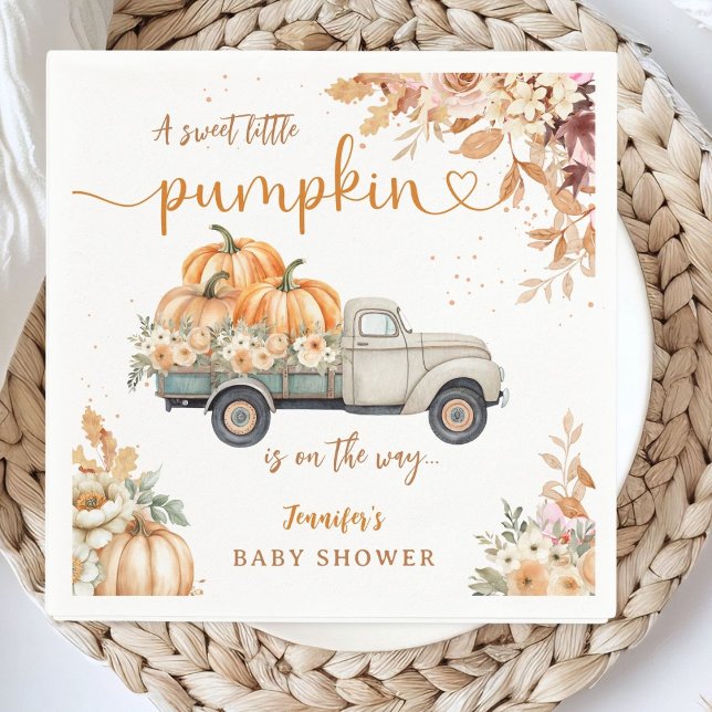 Pumpkin Truck Baby Shower Fall Party Paper Napkin (Creator Uploaded)