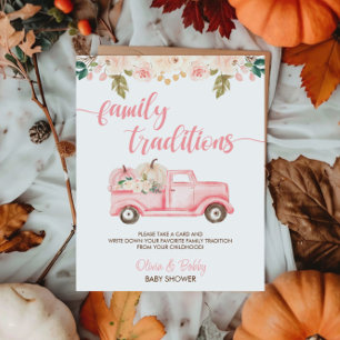 Pumpkin Truck Baby Shower Family Traditions Sign