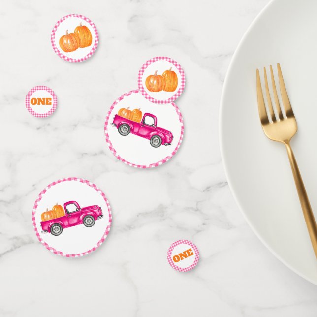 Pumpkin Truck Birthday Confetti - Pink Truck (Group)