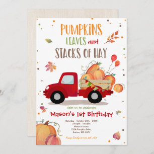 Pumpkin Truck Birthday Party Fall Pumpkin Birthday Invitation