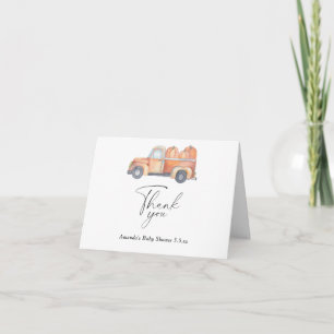 Pumpkin truck fall baby shower - Thank You Card