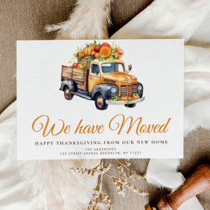 pumpkin truck fall moving announcement postcard