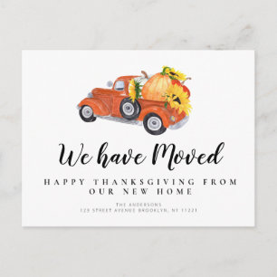 pumpkin truck holiday moving announcement postcard