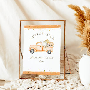 Pumpkin Truck Modern Fall Baby Shower Custom Poster