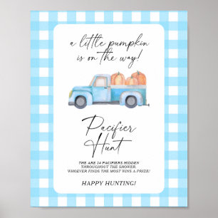 Pumpkin truck pacifier hunt baby shower game poster