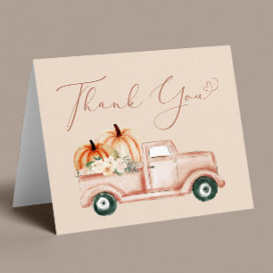 Pumpkin Truck Terracotta Baby Shower Thank You Card