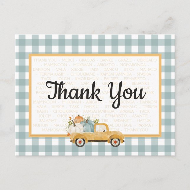 Pumpkin Truck Thank You Card (Front)