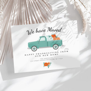 pumpkin truck thanksgiving moving announcement postcard
