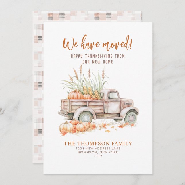 Pumpkin Truck Thanksgiving We've moved  Moving Announcement (Front/Back)