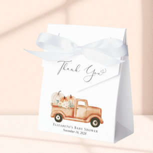 Pumpkin Truck Watercolor Baby Shower Thank You Favour Box