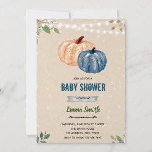 Pumpkin twins boy party invitation