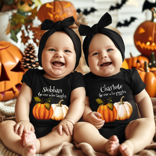 Pumpkin Twins Personalised Autumn Baby Bodysuit
